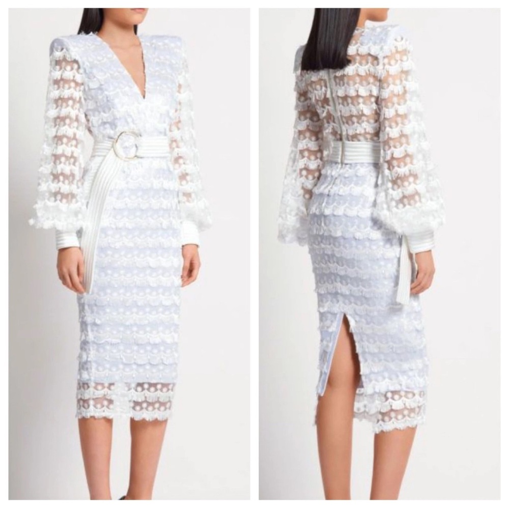 Zhivago - It’s Over Midi Dress White Tassel Fringe Belted Dress - US 6 - NWT - Picture 3 of 16